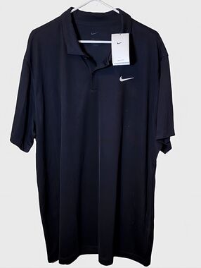 New Nike Black Performance Golf Polo US Mens Sz XXL White Swoosh